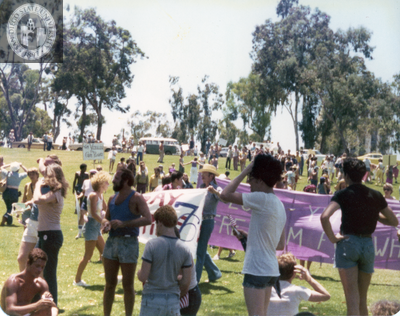 Gathering in Balboa Park for Pride festival, 1976