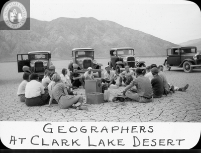 Geographers at Clark Lake desert, 1935