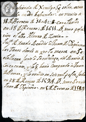 Urrutia de Vergara Papers, back of page 2, folder 1, volume 1