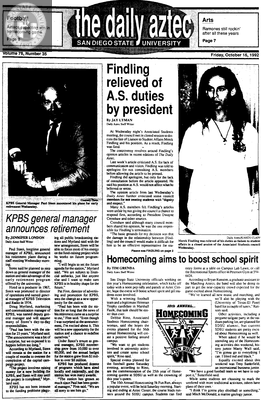 The Daily Aztec: Friday 10/16/1992