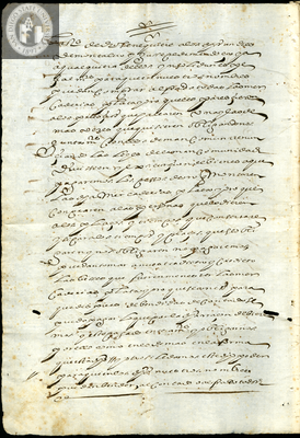 Urrutia de Vergara Papers, back of page 11, folder 2, volume 1, 1606