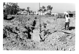 Trenches for utility lines, Aztec Center, 1966