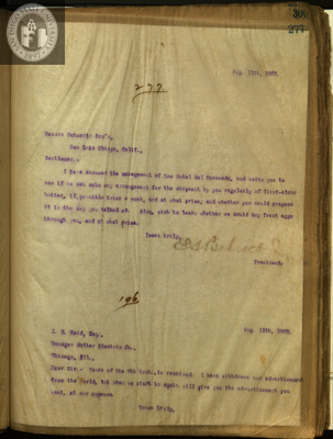 Letter from E. S. Babcock to Schwartz Brothers