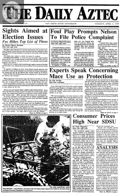The Daily Aztec: Tuesday 04/04/1989