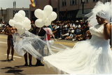 Drag queen bride at San Diego Pride parade, 1995