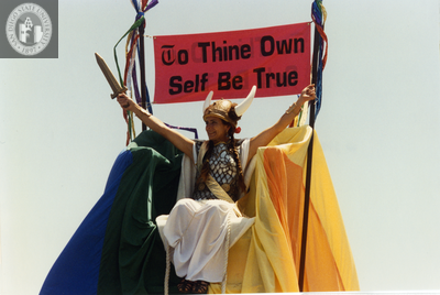 Person costumed as viking in San Diego Pride parade, 1995