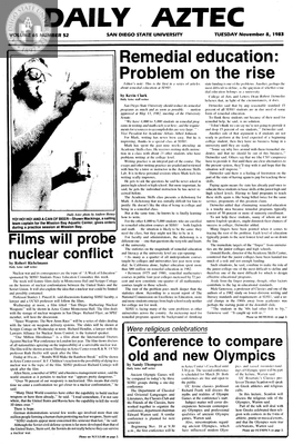 Daily Aztec: Tuesday 11/08/1983