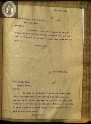 Letter from E. S. Babcock to Theo. Kling, Esq.