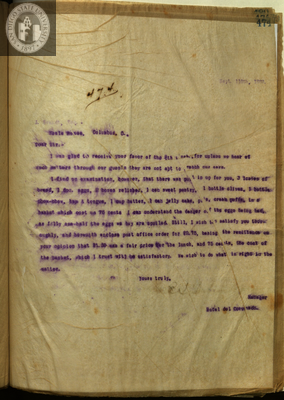 Letter from E. S. Babcock to J. Grahdt, Esq.