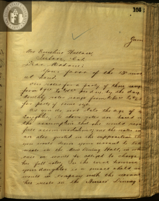 Letter from E. S. Babcock to Mrs. Eveline Wallace