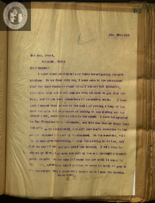 Letter from E. S. Babcock to Mrs. George Neale