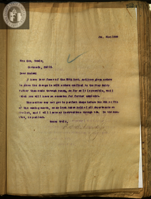 Letter from E. S. Babcock to Mrs. George Neale