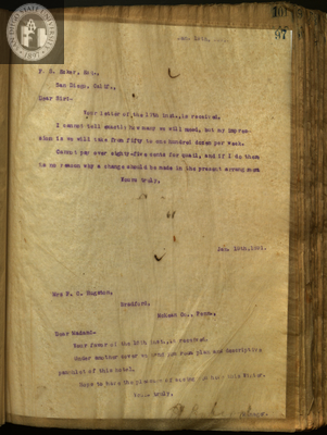 Letter from E. S. Babcock to F. S. Ecker, Esq.