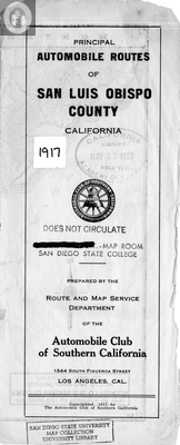 Map of San Luis Obispo County, CA 1917 Front Cover