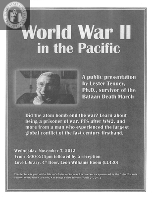 Lester Tenney, World War II presentation announcement.