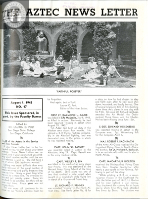 The Aztec News Letter, Number 17, August 1, 1943