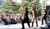 Thea Austin and performers on stage at San Diego Pride, 1995