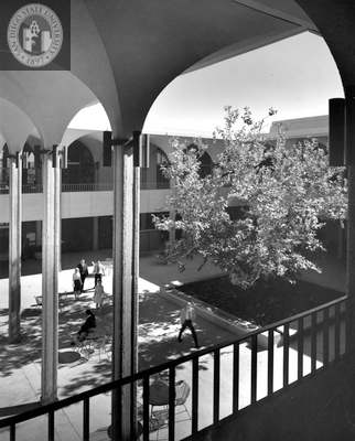 Aztec Center balcony overlooking atrium, 1968